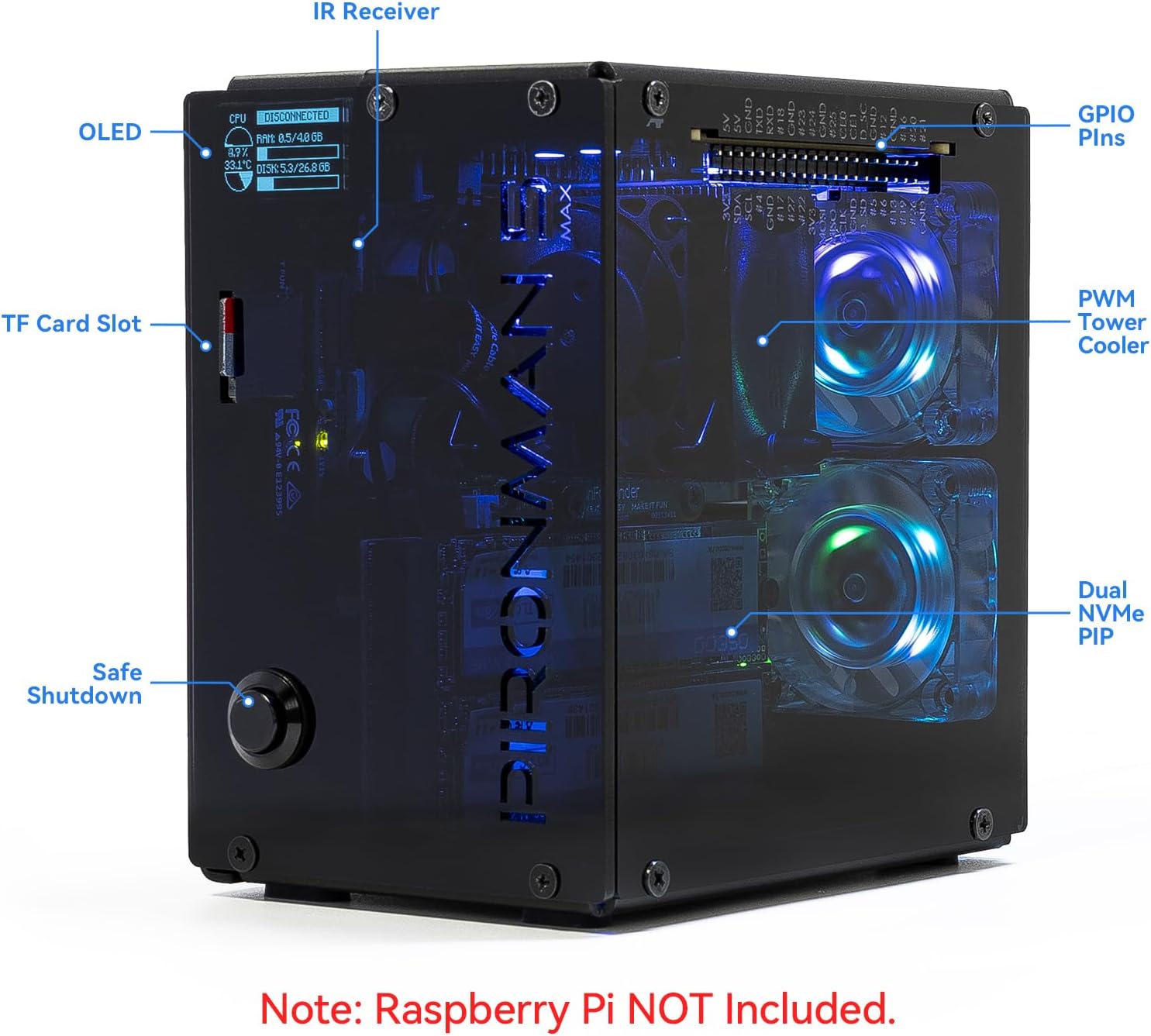 Pironman 5-MAX Dual NVMe M.2 S - огляд і ціна Raspberry Pi Ai Kit Hailo-8L