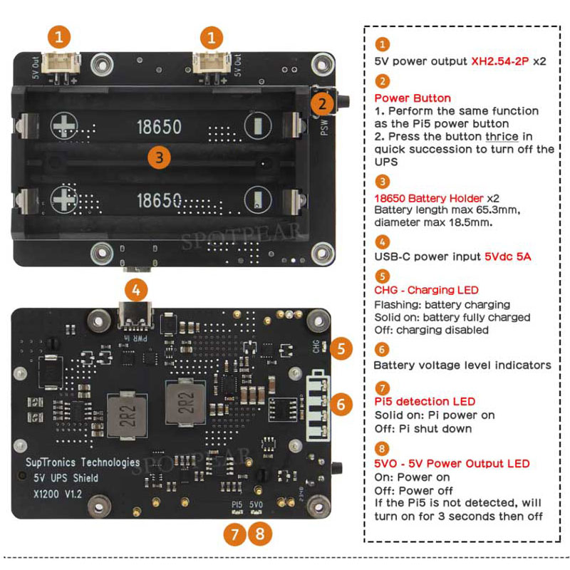 Raspberry Pi 5 UPS Expansion B - огляд і ціна Raspberry Pi Uninterrupted Power Supply Ups 18650
